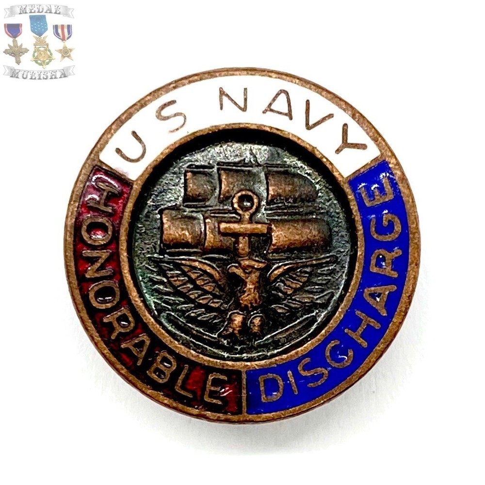 WWII US NAVY HONORABLE DISCHARGE LAPEL BUTTON PIN NAVY WW2