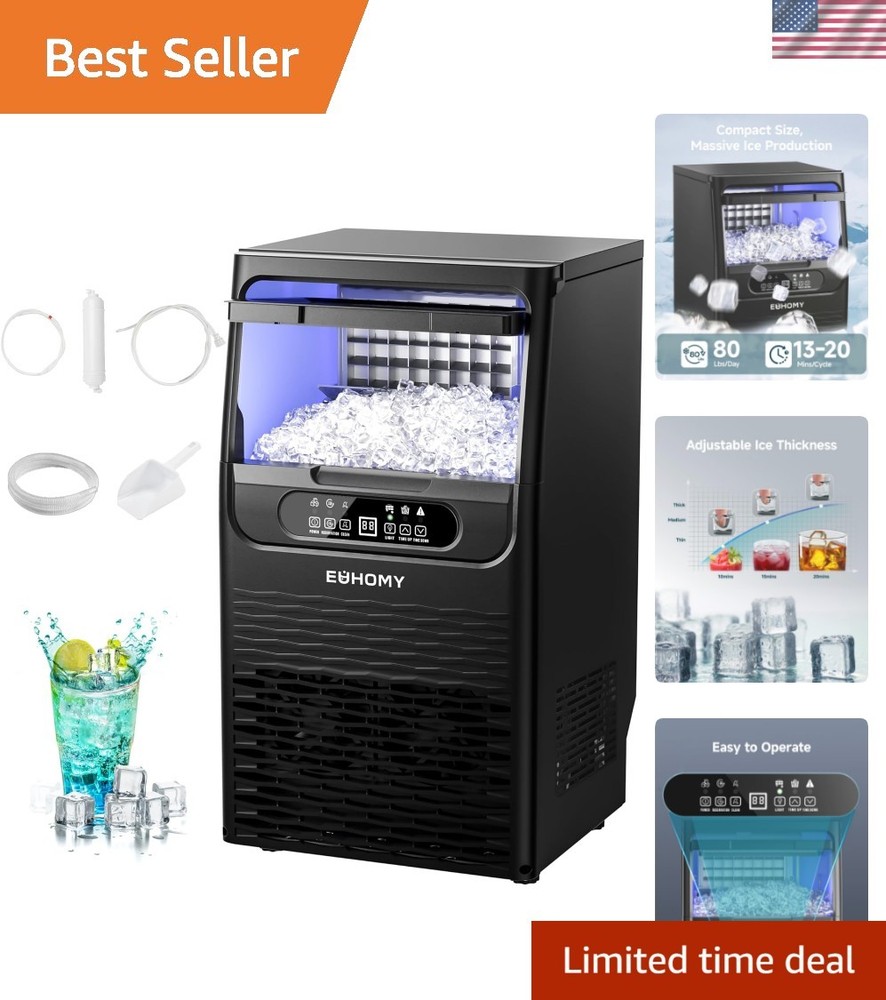 Efficient Under-Counter Ice Maker - 36 Ice Cubes in 8-12 Minutes, Durable Design