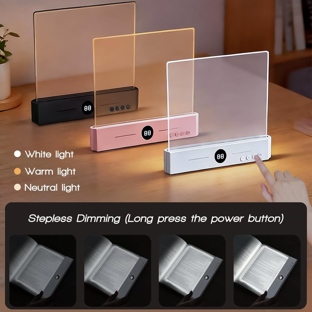 Upgraded Flat Book Light with Timer, Dimmable Panel & 3 Color Options