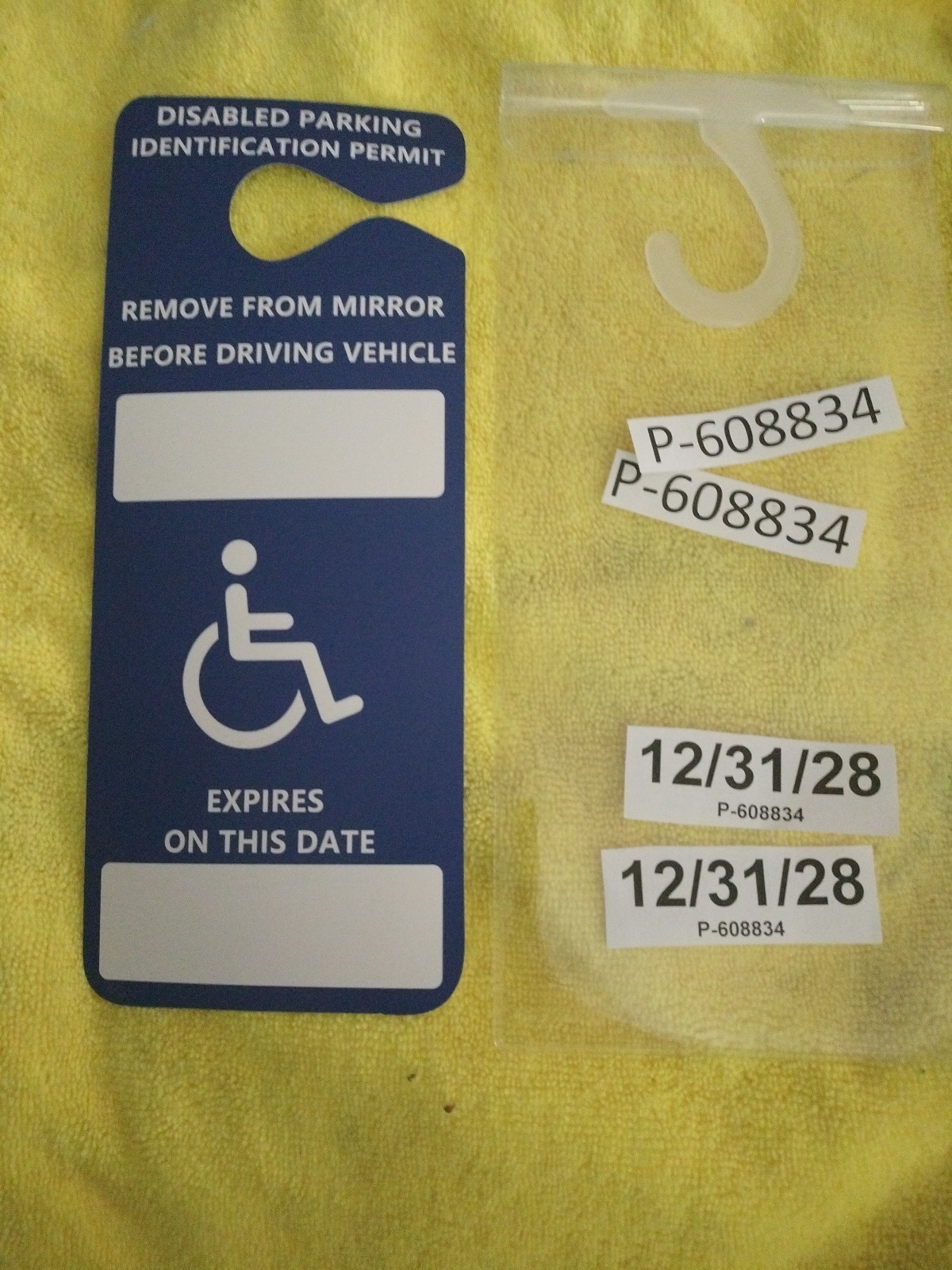 Handicapped Parking Permit Holder With Clear Protector Sleeve