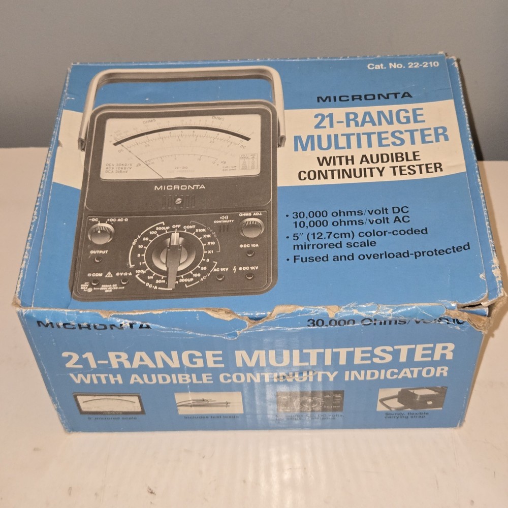 Micronta 22-210 Analog Voltage Ohm Multi-Meter Audible Continuity AC/DC - Tested