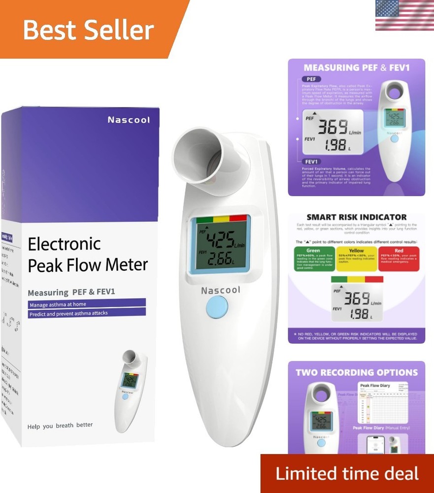 Digital Peak Flow Meter,Home Medical with Tracking Software Manually Recordin...