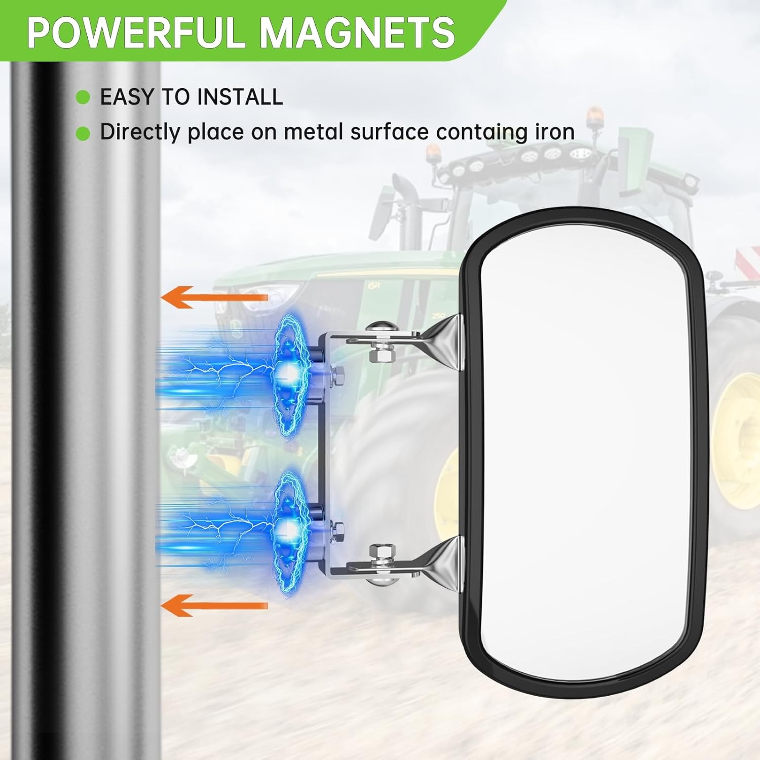 Universal Magnetic Tractor Mirror, Stainless Steel Rear and Side Mirror for Trac
