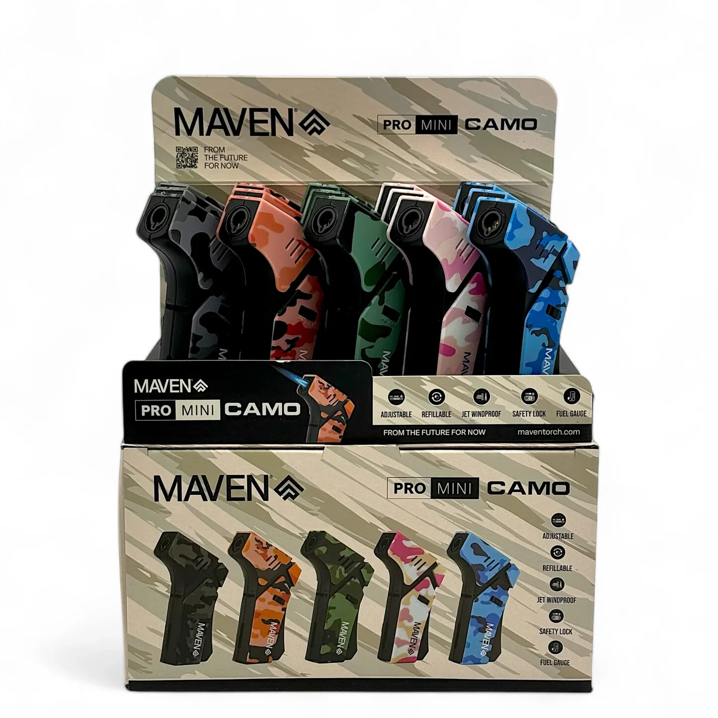 😎💥2 X MAVEN PRO MINI CAMO EDITION TORCH LIGHTER ADJUSTABLE FLAME 🔥 LOT OF 2 ✨