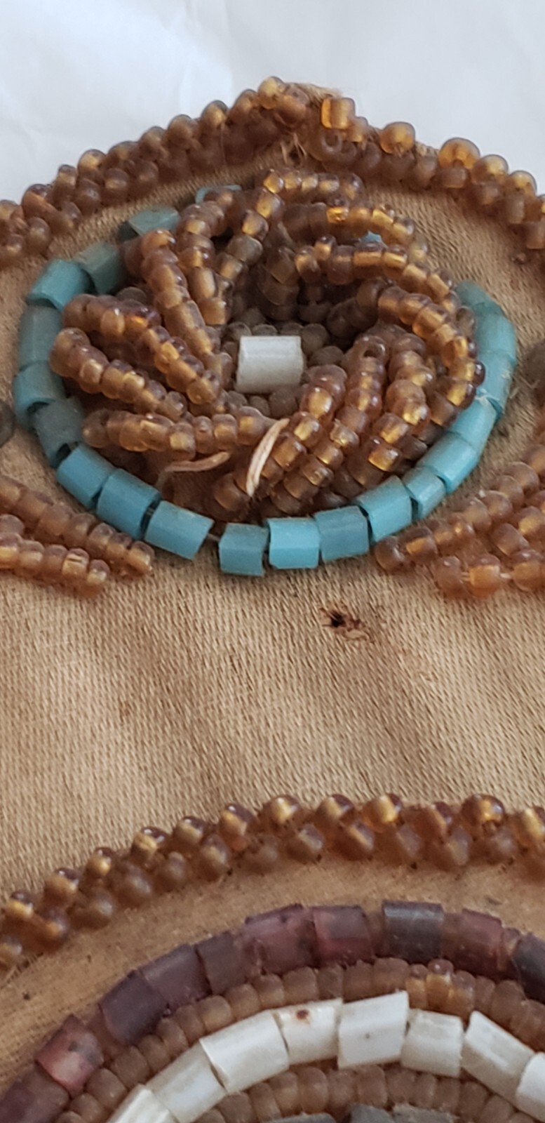 1912 NATIVE AMERICAN VICTORIAN SEED BEADED HAND MADE HANGING MATCH - CARD HOLDER