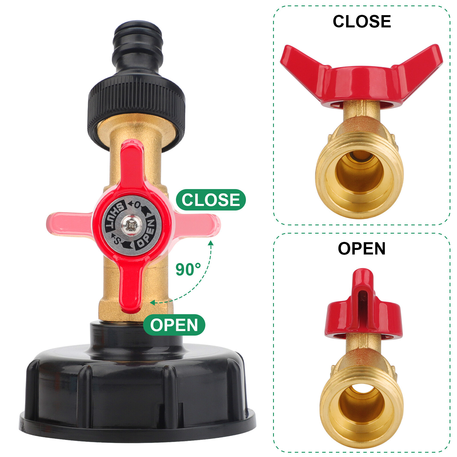 275-330 Gal IBC Tote Water Tank Hose Adapter 3 Sizes Brass Valve Connector