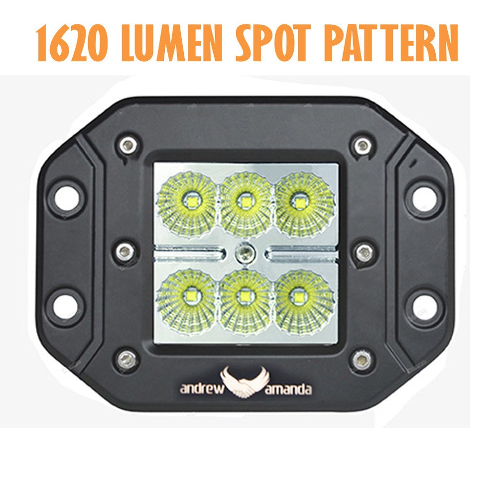 18W LED Work/Driving Light 8 deg SPOT Beam-FLUSH Mount -Connector installed