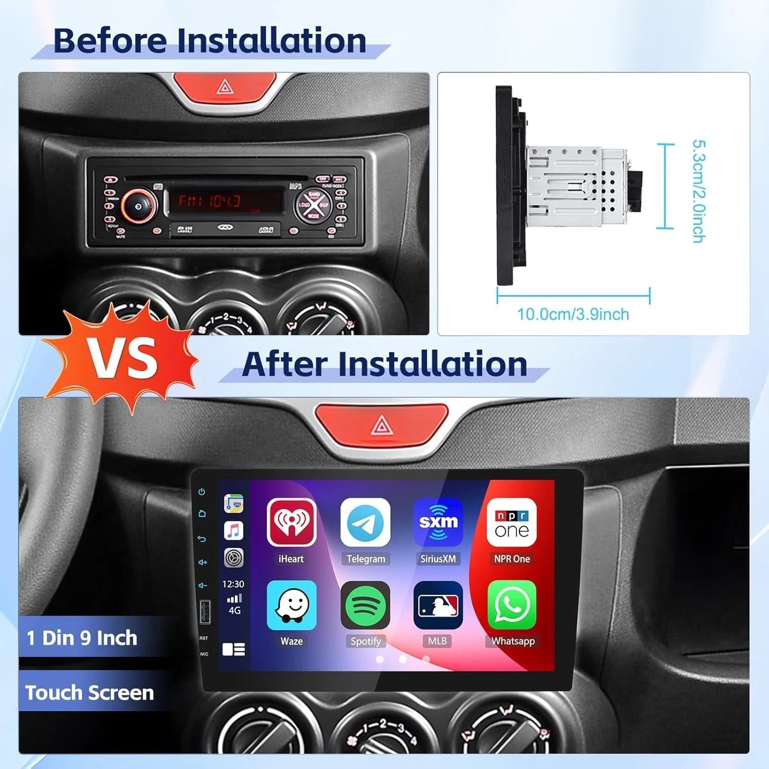 For 1994-1996 Chevy Impala SS Carplay Android Auto Single 1Din Car Stereo Radio