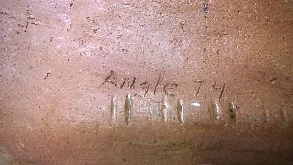 Ceramic Clay Handmade WALL POCKET signed & dated ANGLE 74 Studio Art Project