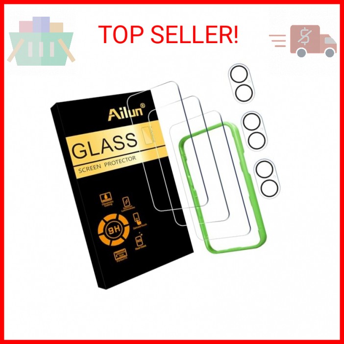 Ailun 3 Pack Screen Protector for iPhone 17 [6.3 inch] + 3 Pack Camera Lens Prot