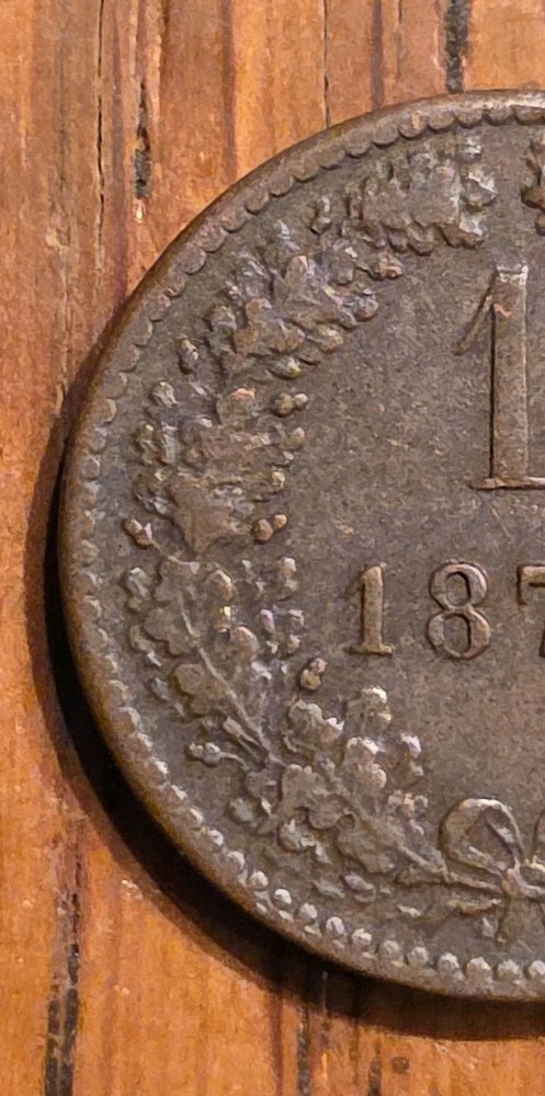 1879 Austria 1 Kreuzer Double Headed Eagle Obverse, Value Within Wreath Reverse