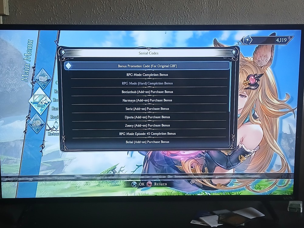 GranBlue Versus Serial Code Almost Complete Code Set.