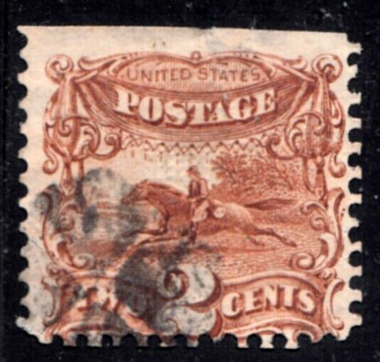 US SCOTT# 113 PONY EXPRESS GRILL 1869 FANCY CANCEL cv$80 H1722 E