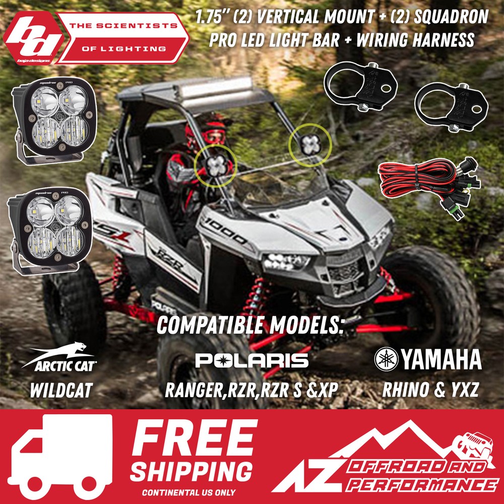 BAJA DESIGNS Squadron Pro Vertical Mount Light Kit 1.75"  For Polaris Rs1