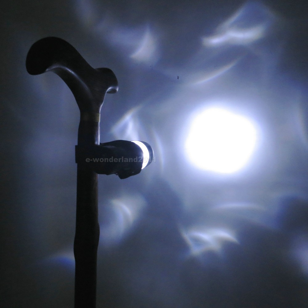 Walking Stick Cane Strap Handle Black LED Light Adjustable fixed