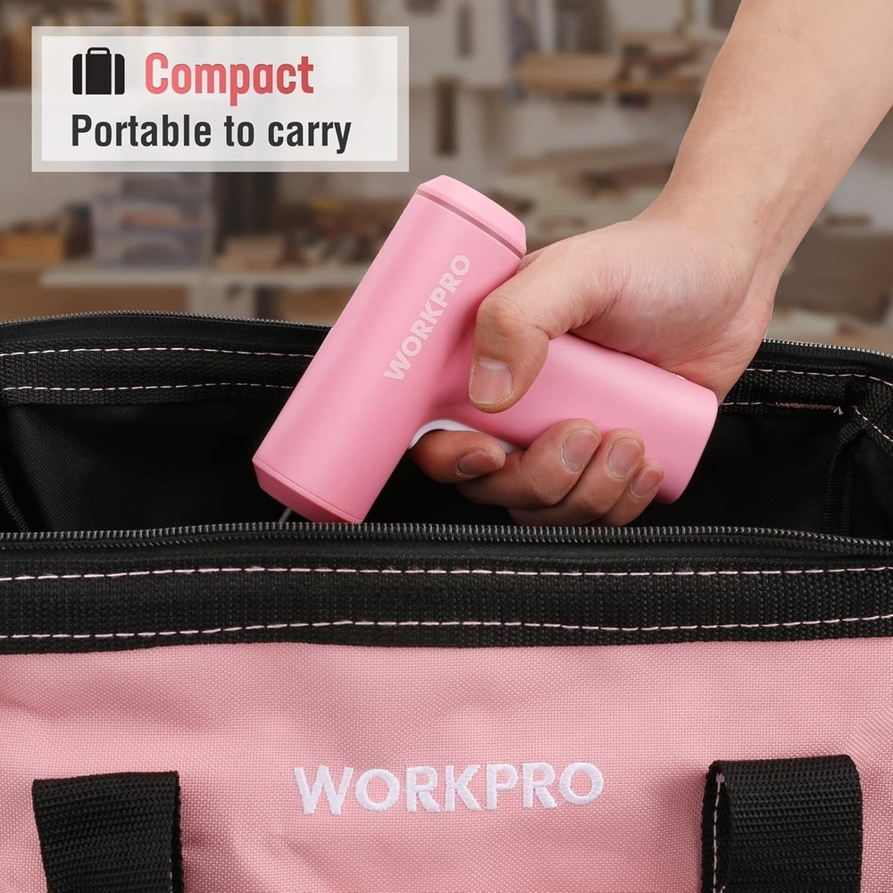 Efficient Pink Cordless Screwdriver - LED Light & Smart Control for Easy Repairs