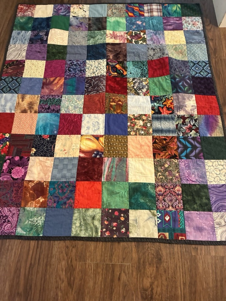 Patchwork Quilt Multi Colors With Song Notes Backing Fabric Lap Quilt 46x38