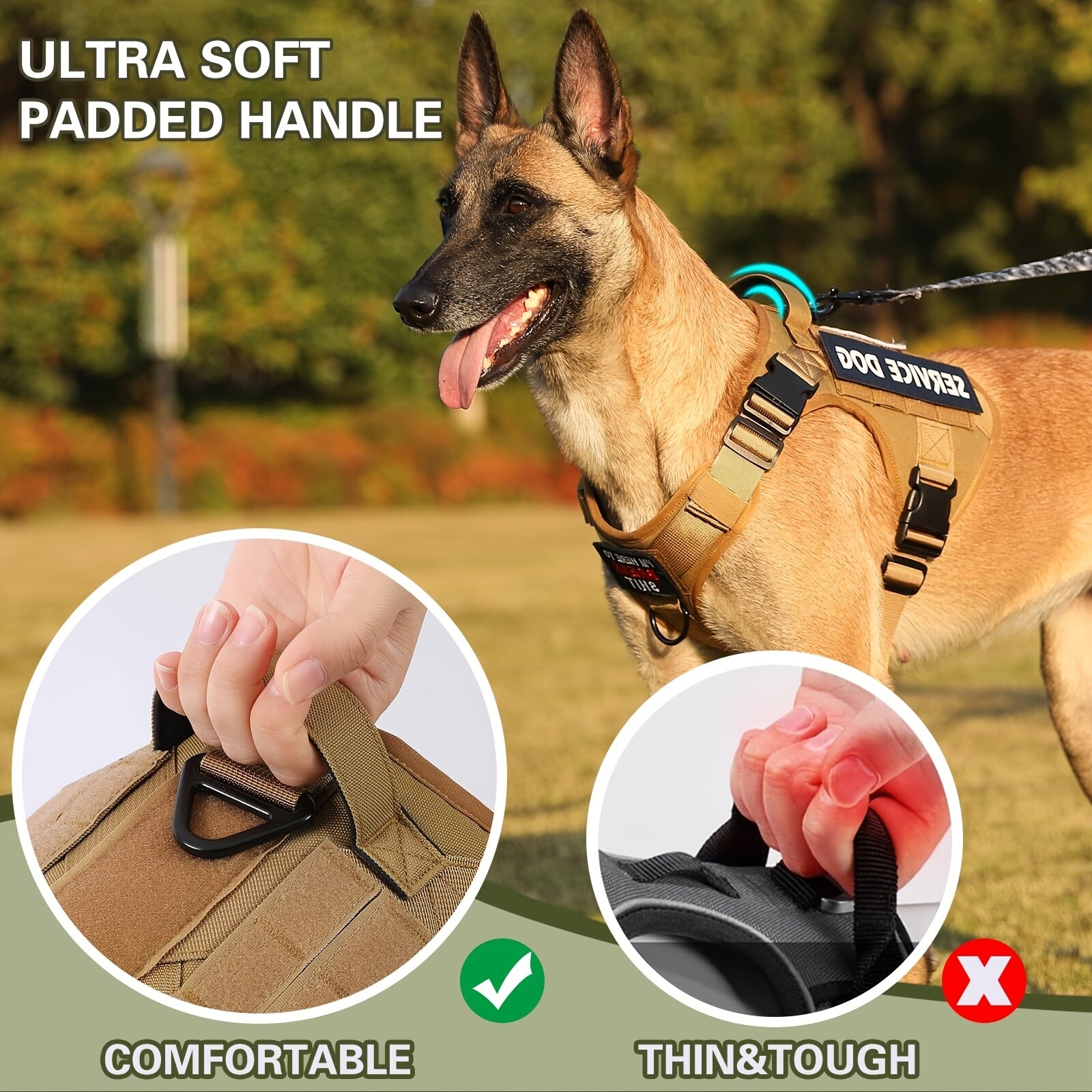 Tactical Dog Harness Adjustable Dog Vest - Easy Control No Pull ESA Dog Vest