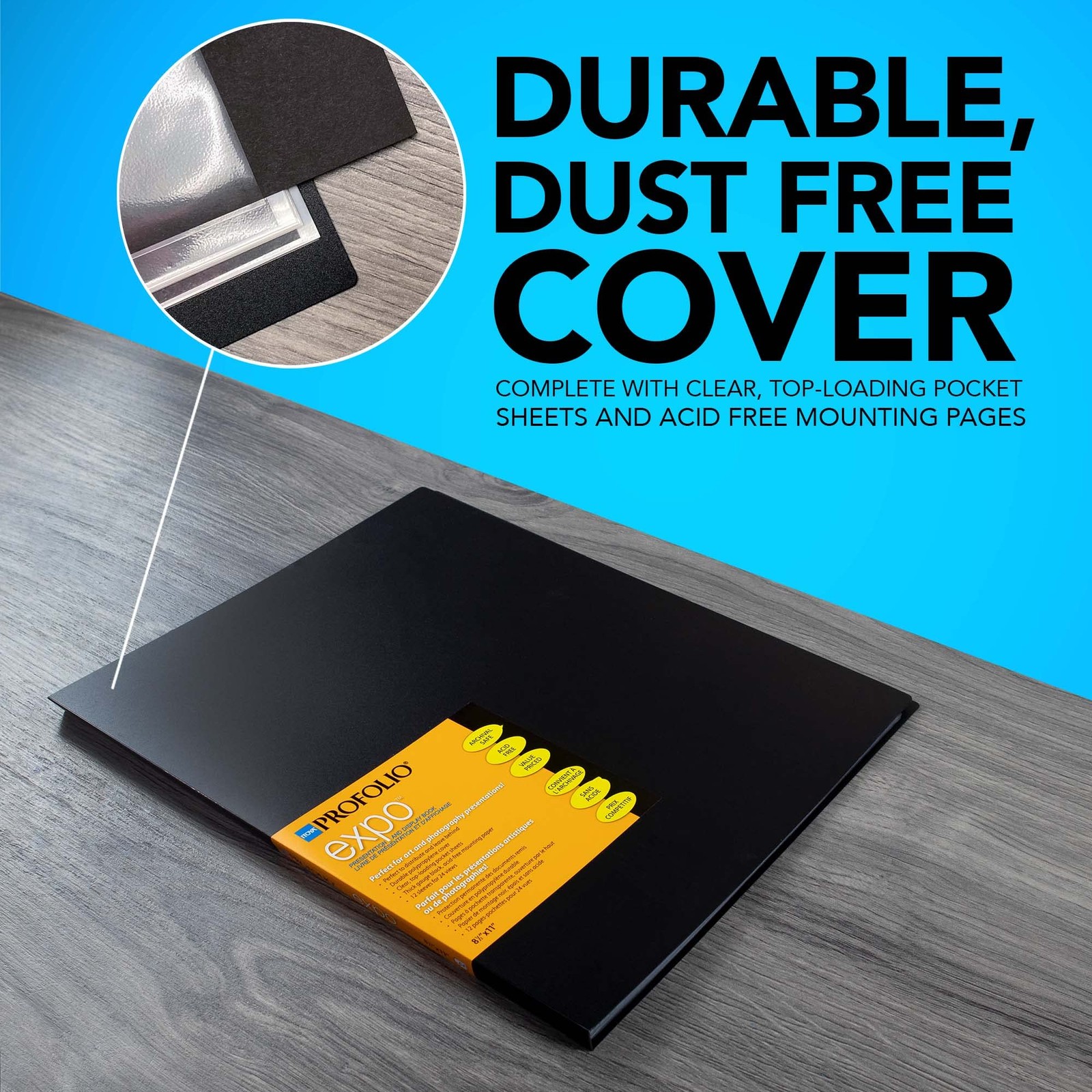 Itoya ProFolio Expo 8-1/2" x 11" Black Art Portfolio Binder 8 1/2 x 11, Clear