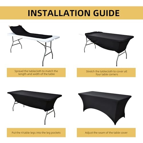 2-Pack 8ft Spandex Table Covers for Rectangle Folding 8-foot | 2-pack Black