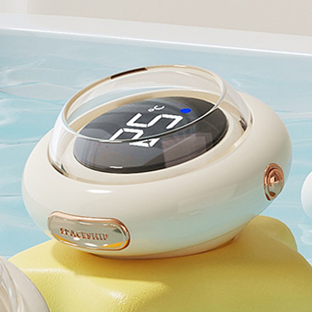 LED Bath Thermometer Cute Spacecraft Shape Temperature Alerts For Bathing Fun