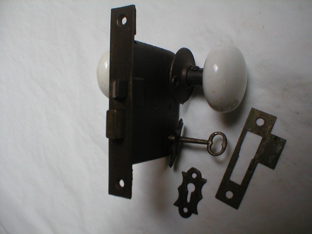 Antique Door Hardware with Porcelain Knobs