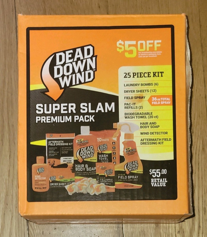 NEW! Dead Down Wind Super Slam Premium Pack 24 PC Box Kit (Missing Field Spray)
