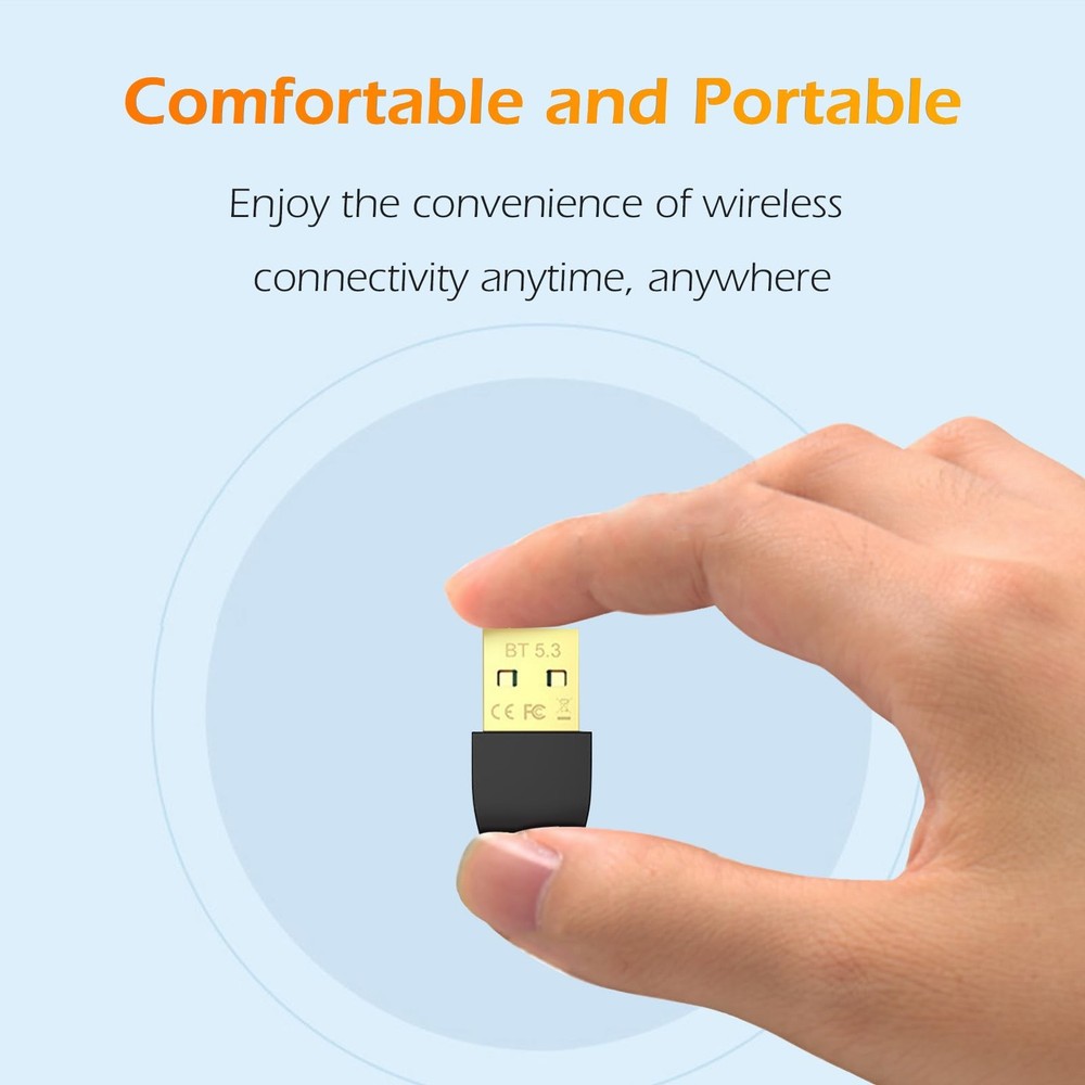Bluetooth 5.3 USB Adapter for Desktop PC, Plug & Play Mini Dongle Receiver