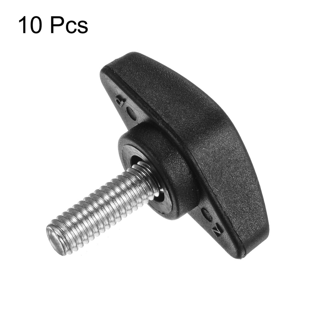 10pcs M6 x 16mm Male Thread Tee Wing Knobs Thumb Screw Clamping Knobs Grip Black
