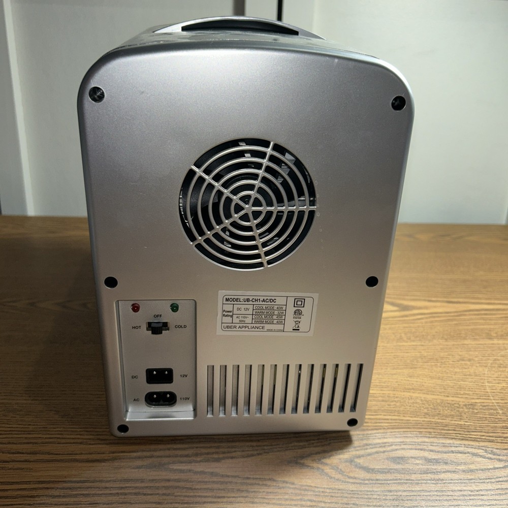 UberChill Mini Fridge Silver Personal Compact Refrigerator Unused