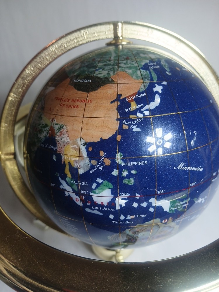 Gemstone globe Double Axis 9 Inch Tall Read Description