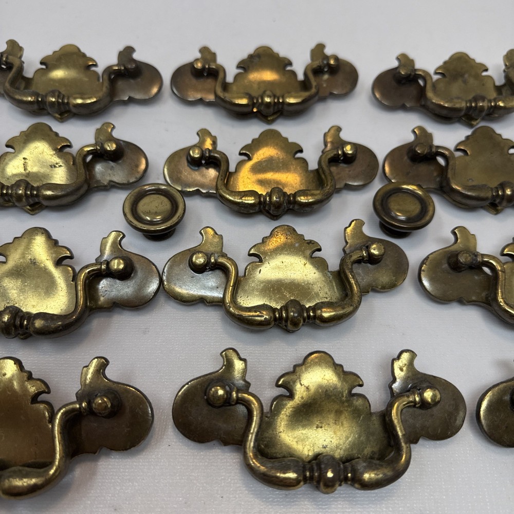 12 - Vintage Chippendale Style Drawer Pull B-681-0 & 3 Round Pulls