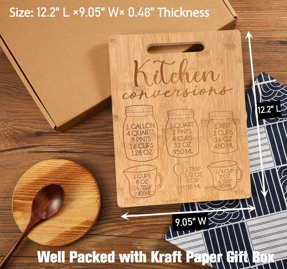 Cutting Board Gift, Measurements Conversion Chart Decor, Home, Kitchen, BBQ