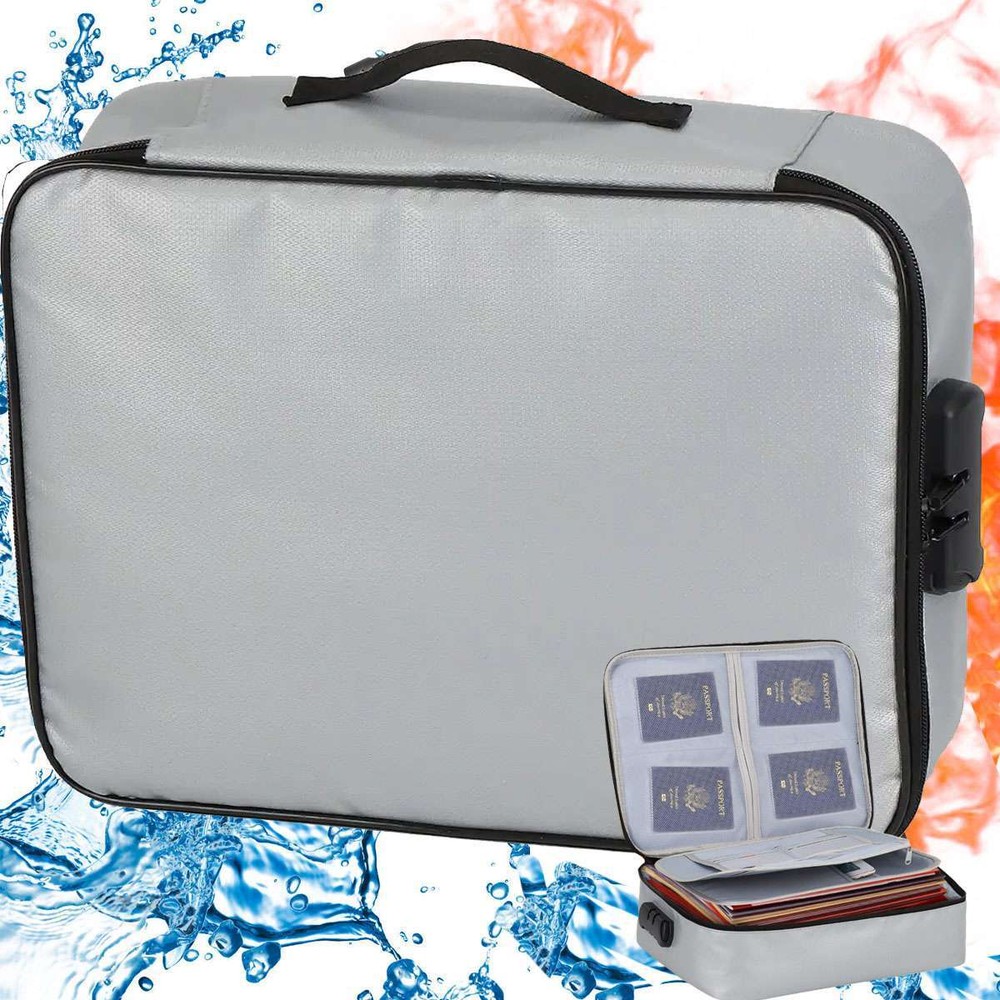 Fireproof Document Box 2000℉ Fireproof & Waterproof Document Bag with Lock Safe