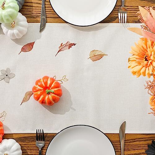 Siilues Fall Table Runner, Pumpkin Watercolor Fall Runner for Table 13" x 72"