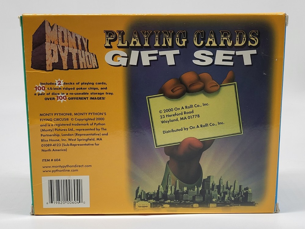 2000 Vintage Monty Python Playing Cards Gift Set w/ 2 Decks, Dice, & Poker Chips