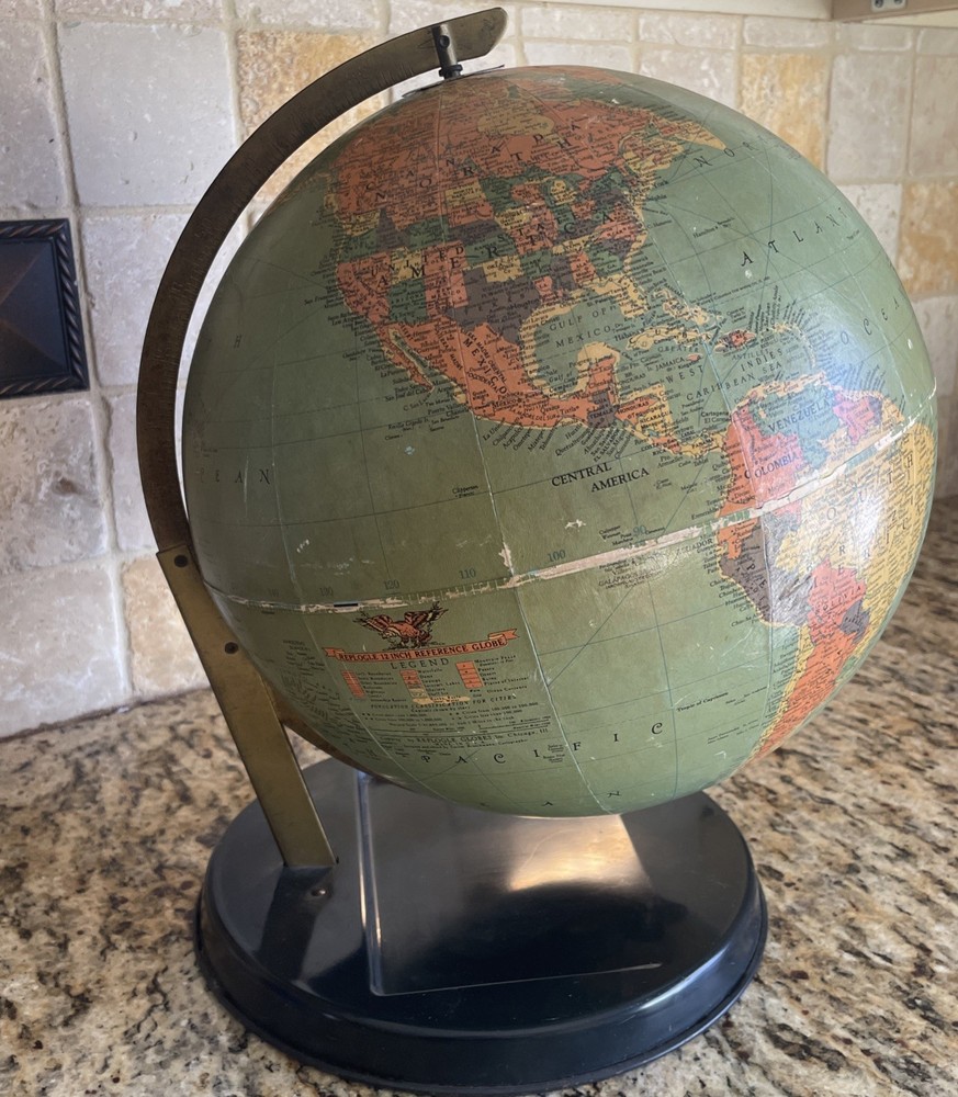 Vintage REPLOGLE 12 inch reference globe Made in USA year unknown