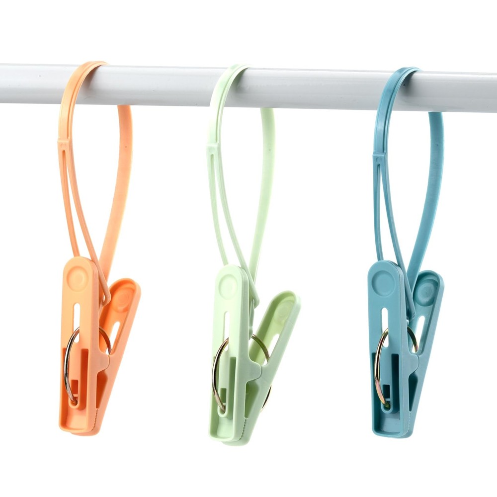 24-Pack Multicolor Windproof Plastic Clothespins with Rope for Clothesline