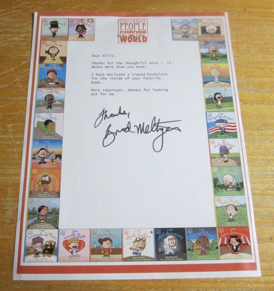 Brad Meltzer Actor/Author Autographed Signed 8.5X11 Letter "Decoded"