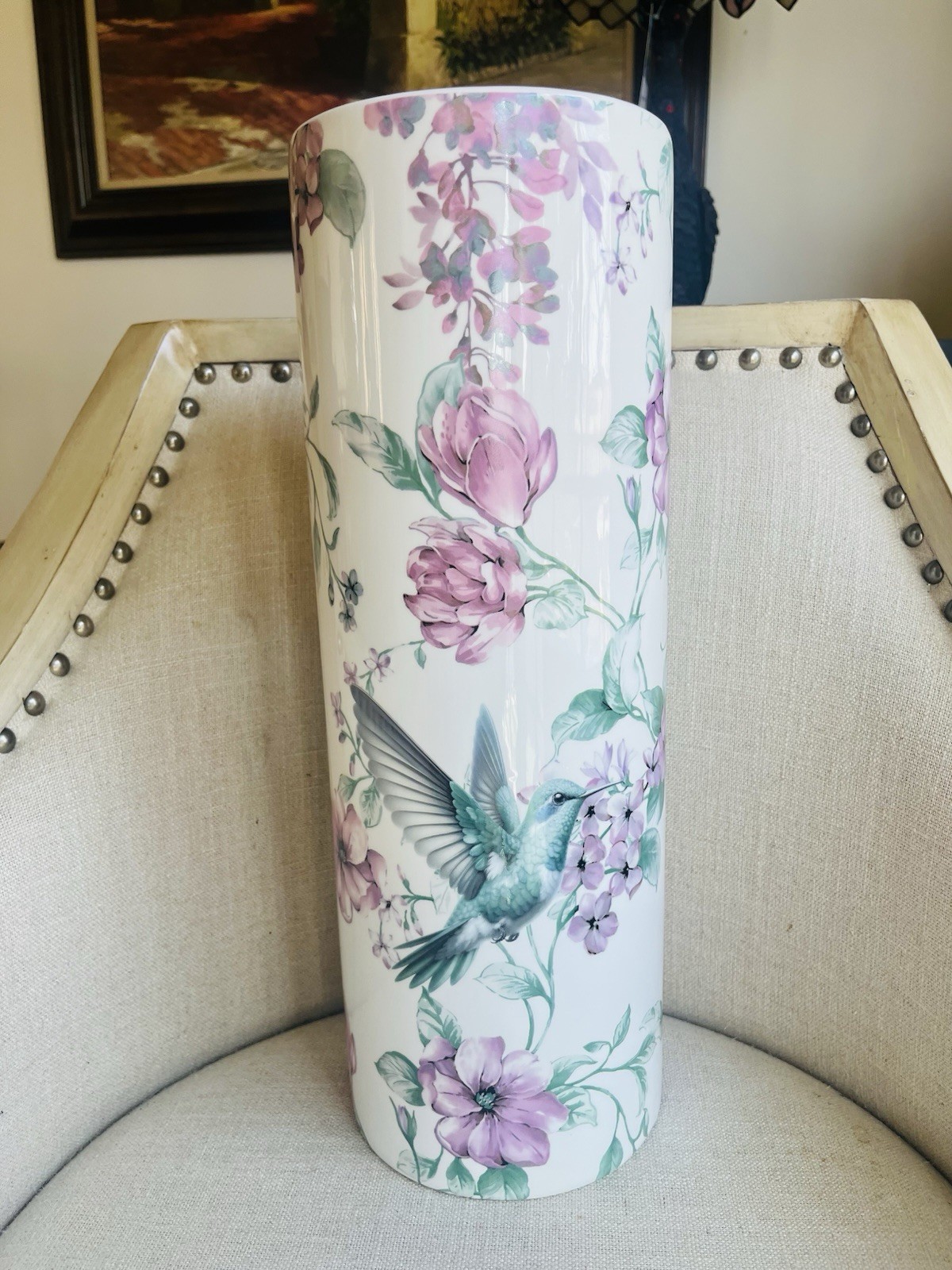 Beautiful Colorful Flower Bird Umbrella Stand Holder Floral /Vase NICE