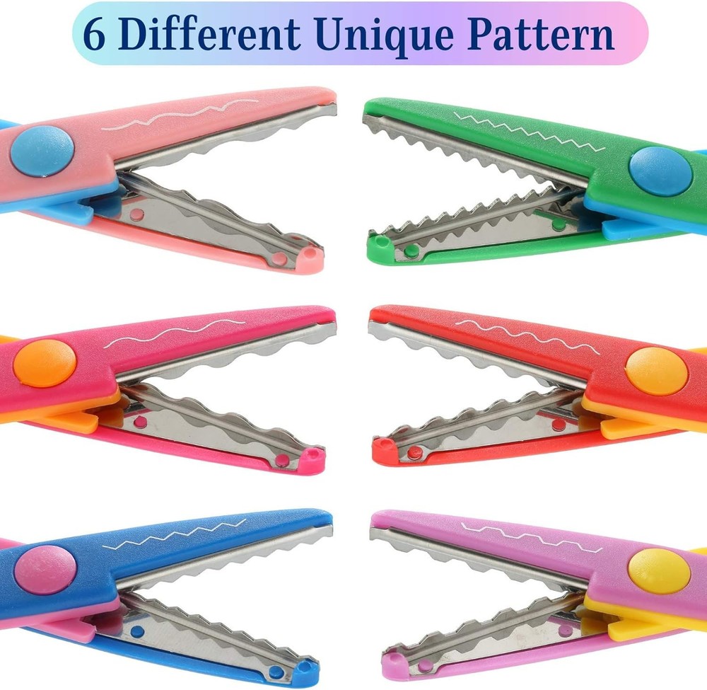 Mr. Pen Craft Scissors - Decorative Edge, 6 Pack, Zig Zag, Bright