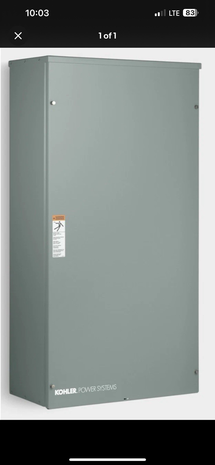 Kohler ATS RDTCFNC200BSE 200A 1ph 120/240V Service Rated 3R 42CRT Load