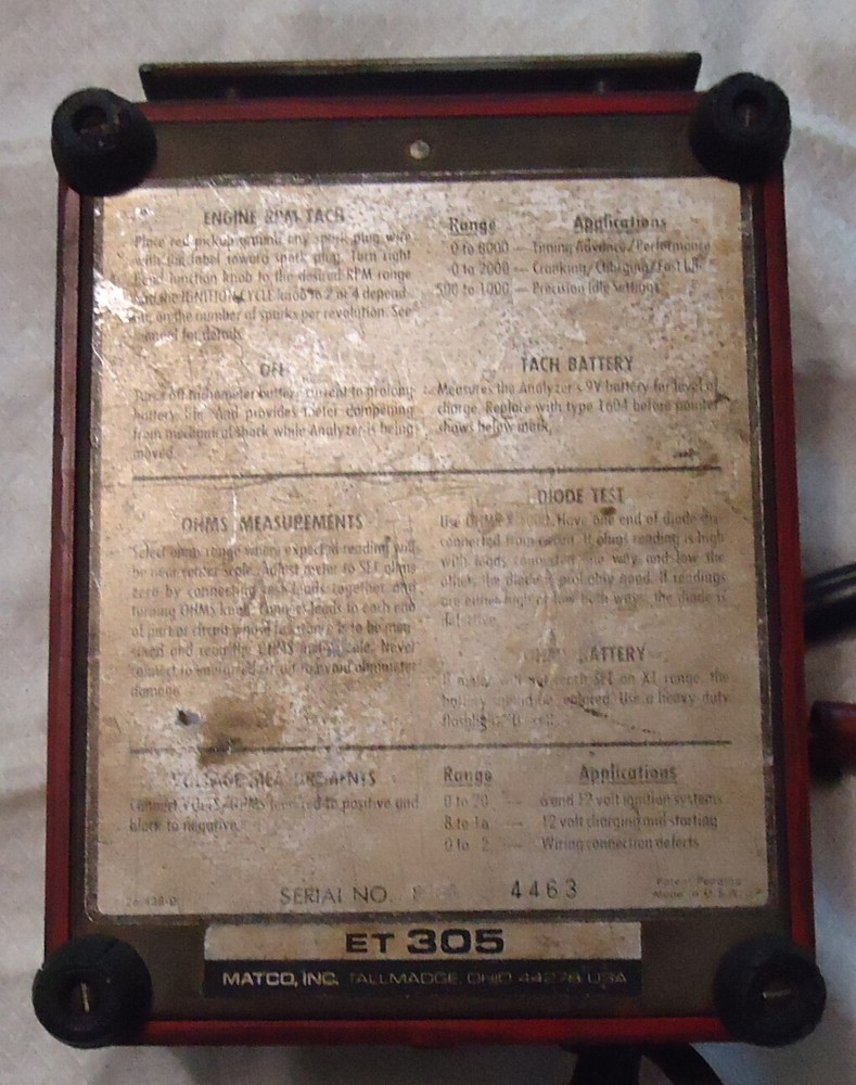 MATCO ET 305 Electronic Ignition Analyzer
