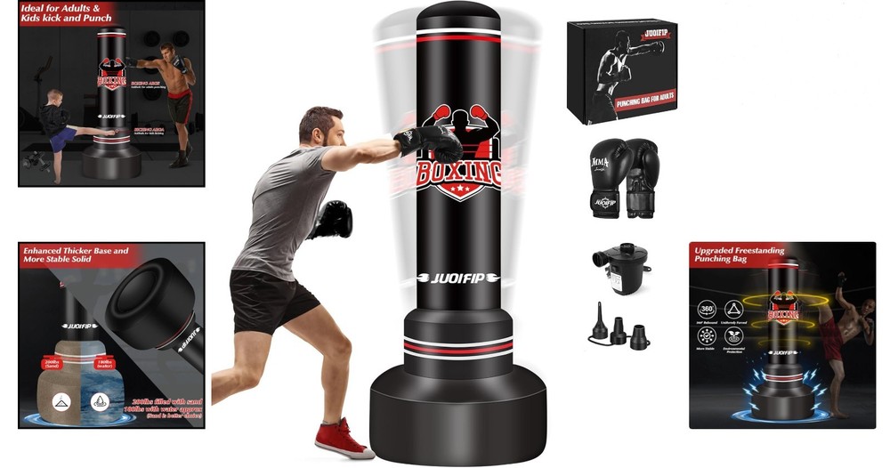 Durable 70'' Boxing Bag with Widened Base - Complete Set for Effective Workouts