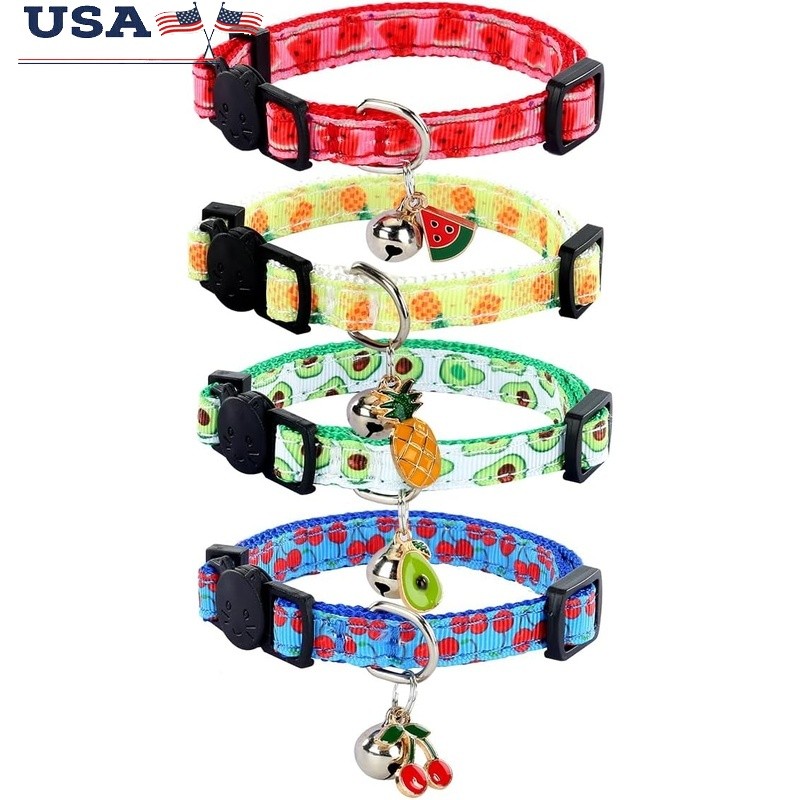 Adjustable Breakaway Cat Collars Lightweight Cotton Safety Collars Pets New
