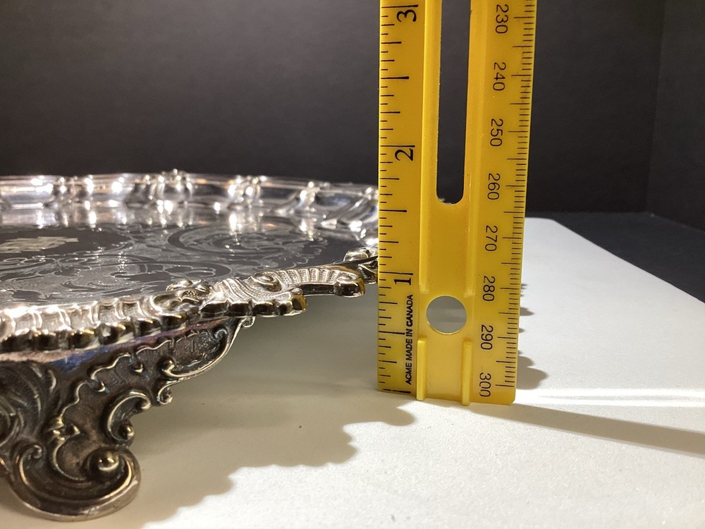 VTG Ornate Footed silver plated serving tray/platter Gorham MFG Co. Monogrammed