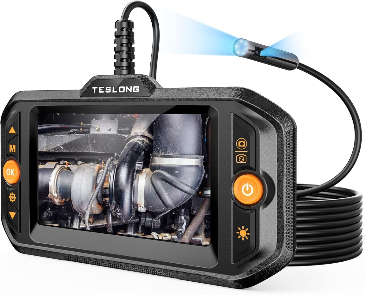 Teslong Dual Lens Endoscope Mechanic Borescope Inspection Camera Flexible 16.5FT