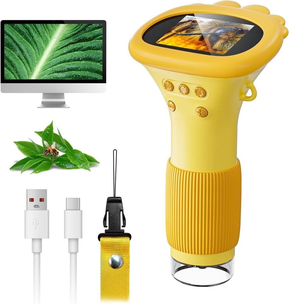 Microscope for Kids, 1000X Handheld Digital Miniscope with 2.0" Screen,