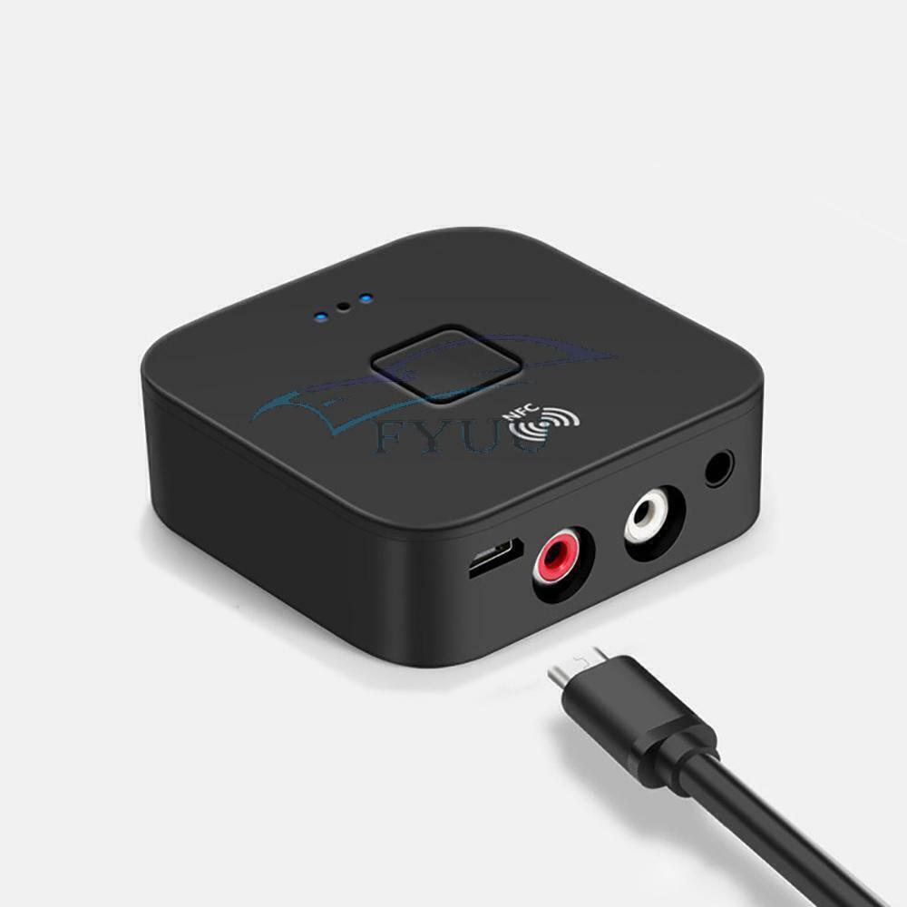 DV5V Bluetooth 5.0 Receiver Wireless 3.5mm Jack AUX NFC to 2 RCA Stereo Adapter