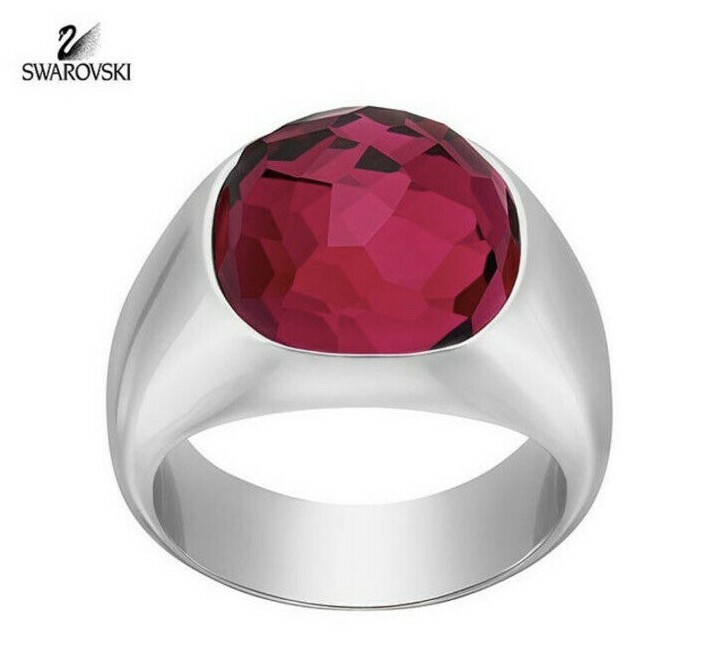 Swarovski Ruby Red Crystal DOT RING Rhodium Plated (Medium /58/7)